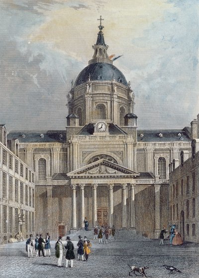 The Courtyard of the Sorbonne, mid 19th century by Emile and Rouergue Rouergue